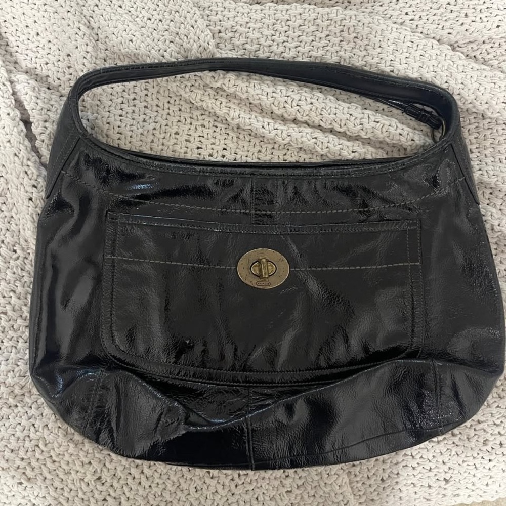 Large Black Leather Coach Purse